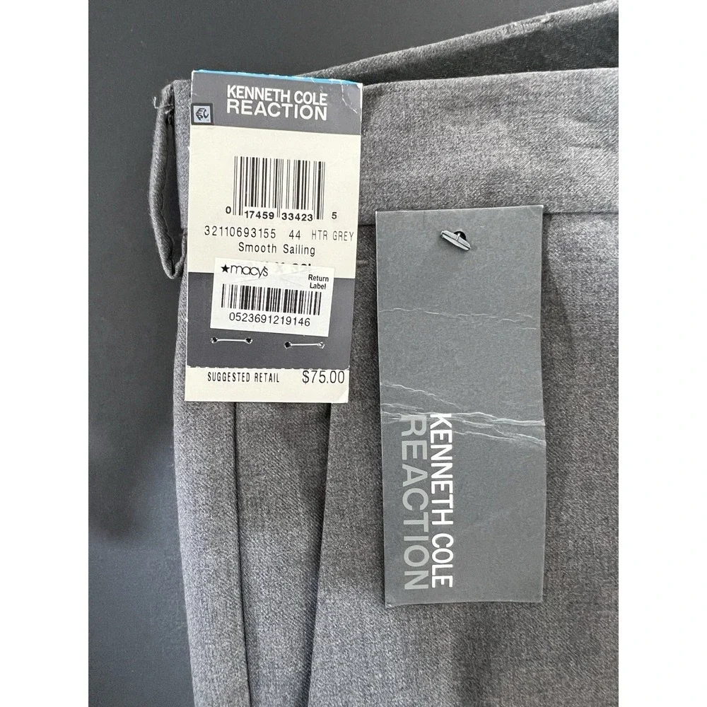 Keneth‎ Cole Reaction Smooth Sailing Dress Pants Mens 36W X 32 Heather Gray NWT